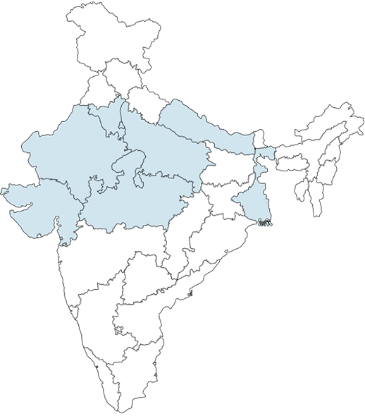 Map of India showing Apna Ghar Ashram locations